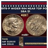 1979-p Wider Rim Susan B. Anthony Dollar Near Top