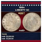 1884 Liberty Nickel 5c ms65+ SEGS
