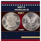 1887-p Morgan Dollar $1 Grades ms63+