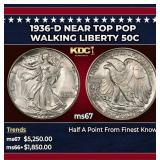 1936-d Walking Liberty Half Dollar Near Top Pop 50