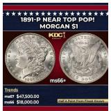 1891-p Morgan Dollar Near Top Pop! $1 ms66+ SEGS