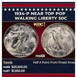 1934-p Walking Liberty Half Dollar Near Top Pop 50