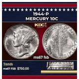 1944-p Mercury Dime 10c ms67 fsb SEGS
