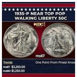1935-p Walking Liberty Half Dollar Near Top Pop 50