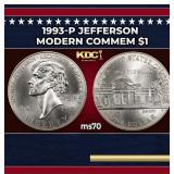 1993-p Jefferson Modern Commem Dollar $1 ms70 SEGS