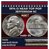 1974-d Jefferson Nickel Near Top Pop 5c ms66+ 5fs