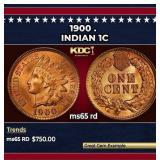 1900 Indian Cent . 1c Grades ms65 rd