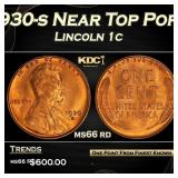 1930-s Lincoln Cent Near Top Pop! 1c Grades ms66 r