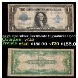 1923 $1 large size Silver Certificate Grades vf+ S