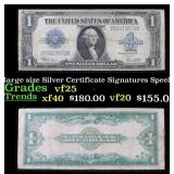 1923 $1 large size Silver Certificate Grades vf+ S