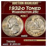 1932-d Washington Quarter Toned 25c ms63 USCG