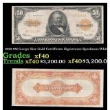 1922 $50 Large Size Gold Certificate Grades xf Sig
