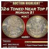 1902-s Morgan Dollar Toned Near Top Pop $1 ms66+ S