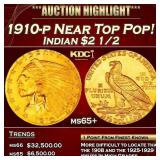 1910-p Gold Indian Quarter Eagle Near Top Pop! $2