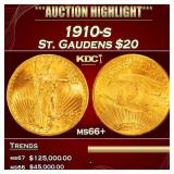 1910-s Gold St. Gaudens Double Eagle $20 ms66+ SEG