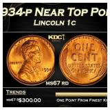 1934-p Lincoln Cent Near Top Pop 1c ms67 rd SEGS