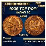 1908 Indian Cent TOP POP! 1c ms66 rd SEGS