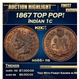 1867 Indian Cent TOP POP! 1c ms66+ rb SEGS