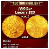 1890-p Gold Liberty Double Eagle $20 ms64+ SEGS