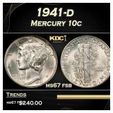 1941-d Mercury Dime 10c ms67 fsb SEGS