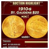 1910-s Gold St. Gaudens Double Eagle $20 ms66+ SEG