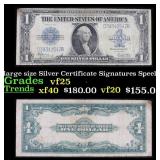1923 $1 large size Silver Certificate Grades vf+ S