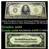 1934A $1000 Green Seal Federal Reserve Note Presid