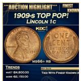 1909-s Lincoln Cent TOP POP! 1c ms66+ rb SEGS