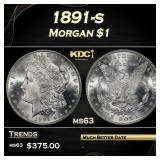 1891-s Morgan Dollar $1 Grades ms63