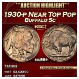 1930-p Buffalo Nickel Near Top Pop 5c ms66+ SEGS