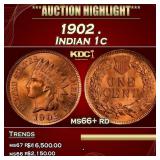 1902 Indian Cent . 1c ms66+ rd SEGS
