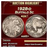 1928-d Buffalo Nickel 5c ms65+ SEGS