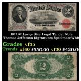 1917 $2 Large Size Legal Tender Note Thomas Jeffer