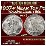 1937-p Walking Liberty Half Dollar Near Top Pop 50