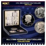 Complete 3 PC. 1986 Kennedy Half Dollar 50c set In