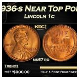 1936-s Lincoln Cent Near Top Pop 1c ms67 rd SEGS