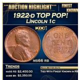 1922-d Lincoln Cent TOP POP! 1c ms66 rb SEGS