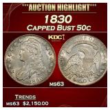 1830 Capped Bust Half Dollar 50c ms63 USCG
