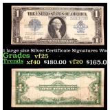 1923 $1 large size Silver Certificate Grades vf+ S