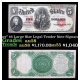 1907 $5 Large Size Legal Tender Note "WoodChopper"