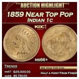 1859 Indian Cent Near Top Pop 1c ms66+ SEGS