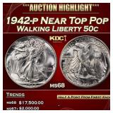 1942-p Walking Liberty Half Dollar Near Top Pop 50