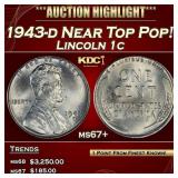 1943-d Lincoln Cent Near Top Pop! 1c ms67+ SEGS