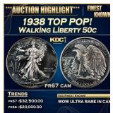 1938 Proof Walking Liberty Half Dollar TOP POP! 50