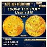 1880-p Gold Liberty Eagle TOP POP! $10 ms65+ SEGS