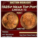 1925-p Lincoln Cent Near Top Pop! 1c ms67 rd SEGS