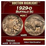 1929-d Buffalo Nickel 5c ms65 SEGS