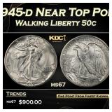 1945-d Walking Liberty Half Dollar Near Top Pop 50