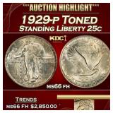1929-p Standing Liberty Quarter Toned 25c ms66 fh