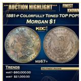 1881-p Morgan Dollar Colorfully Toned TOP POP! $1
